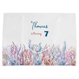 Watercolor Under the Sea kids birthday Large Gift Bag