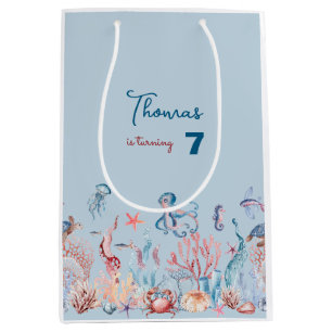 Watercolor Under the Sea kids birthday Medium Gift Bag