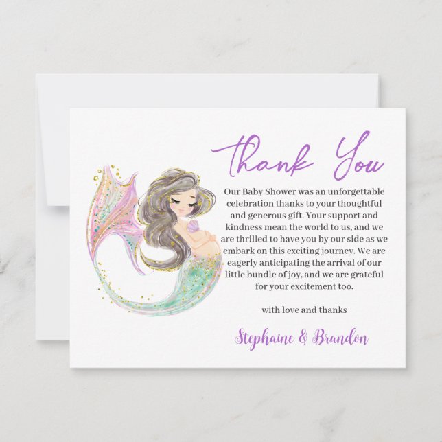 Watercolor Under the Sea MERMAID Thank You (Front)