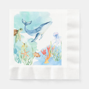 Watercolor Under the Sea Ocean Animals Napkin