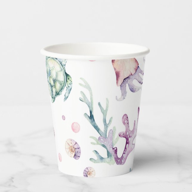 Watercolor Under the Sea Paper Cups (Front)