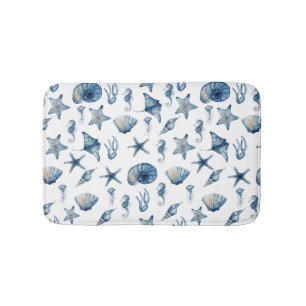 Watercolor Under The Sea Pattern Bath Mat