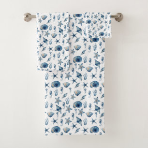 Watercolor Under The Sea Pattern Bath Towel Set