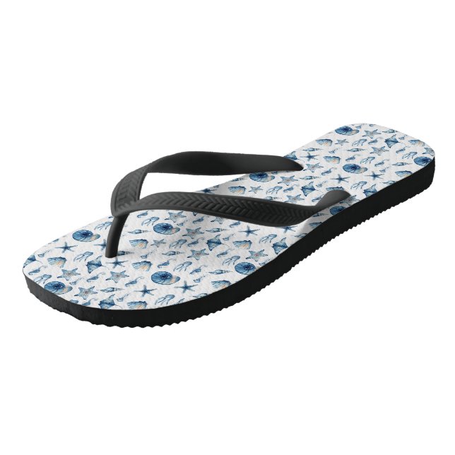 Watercolor Under the Sea Pattern Flip Flops (Angled)