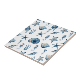 Watercolor Under The Sea Pattern Tile