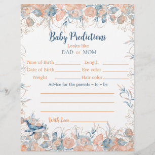 Watercolor Under the Sea Whale Baby Predictions Flyer
