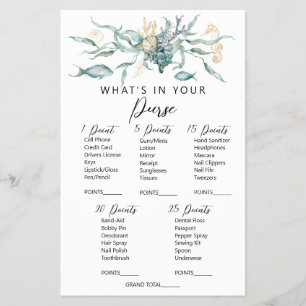 Watercolor Under the Sea What's in Your Purse Game Flyer