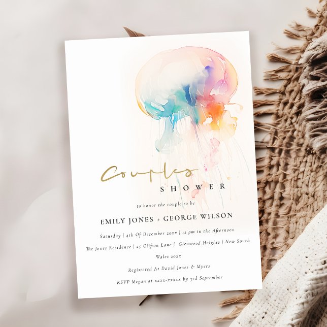 Watercolor Underwater Jellyfish Couples Shower Invitation (Creator Uploaded)