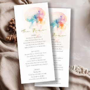 Watercolor Underwater Jellyfish Wedding Menu Card