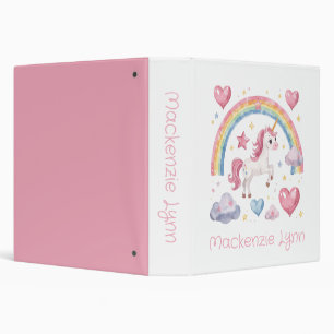 Watercolor Unicorn and Rainbow Custom Name Binder