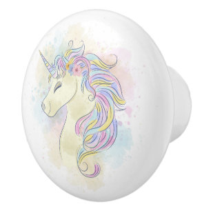 Watercolor Unicorn Ceramic Pull