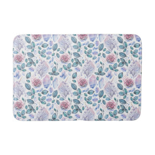 Watercolor Unicorn Crystals & Roses Pattern Bath Mat