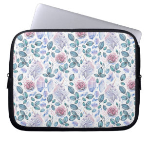 Watercolor Unicorn Crystals & Roses Pattern Laptop Sleeve