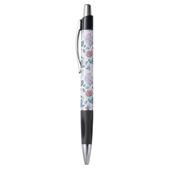 Watercolor Unicorn Crystals & Roses Pattern Pen (Top (Vertical))