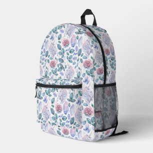 Watercolor Unicorn Crystals & Roses Pattern Printed Backpack
