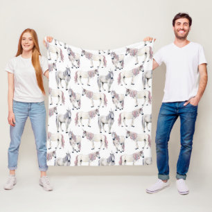 Watercolor Unicorn Fairy Tale Pattern Fleece Blanket