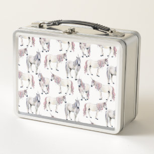 Watercolor Unicorn Fairy Tale Pattern Metal Lunch Box