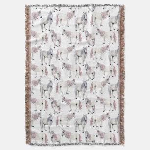 Watercolor Unicorn Fairy Tale Pattern Throw Blanket