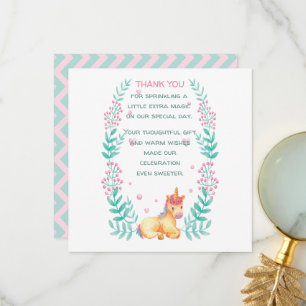 Watercolor Unicorn Floral Baby Shower Thank You Card