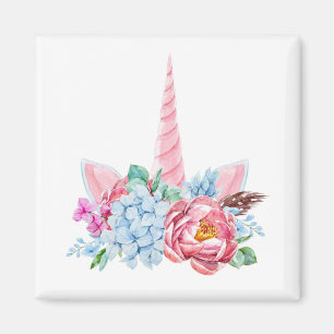 Watercolor Unicorn Floral Crown Magnet