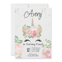 Watercolor Unicorn Invitation de fête d'anniversai