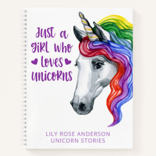 Watercolor Unicorn Name Notebook