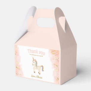 Watercolor Unicorn pastel glitter Birthday gable Favor Box