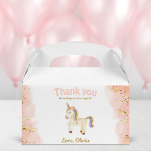 Watercolor Unicorn pastel glitter Birthday gable Favor Box