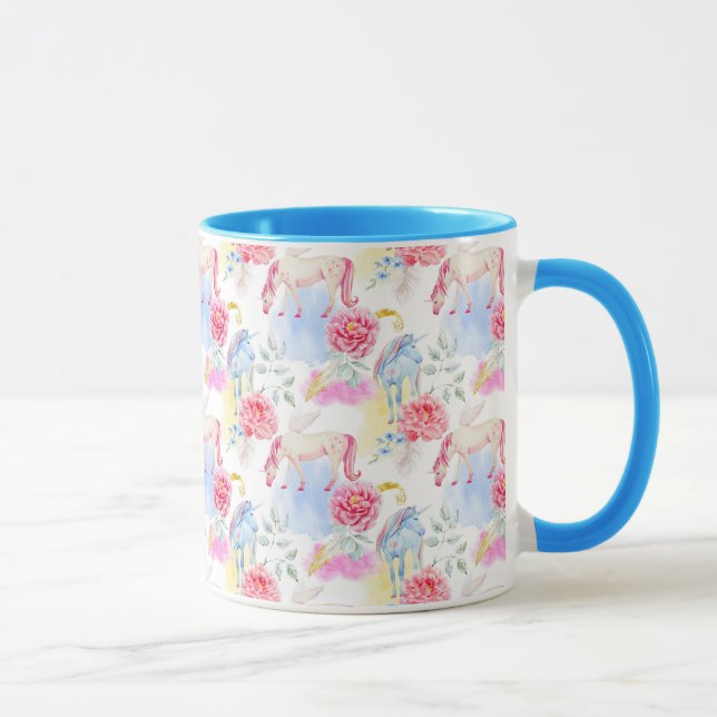 Watercolor Unicorn & Pegasus Pattern Mug (Right)