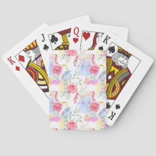 Watercolor Unicorn & Pegasus Pattern Playing Cards
