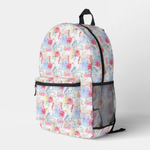 Watercolor Unicorn & Pegasus Pattern Printed Backpack