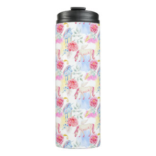 Watercolor Unicorn & Pegasus Pattern Thermal Tumbler