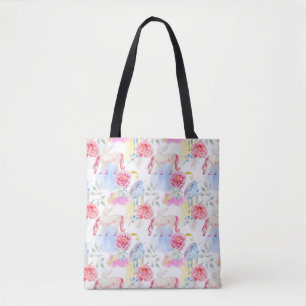 Watercolor Unicorn & Pegasus Pattern Tote Bag