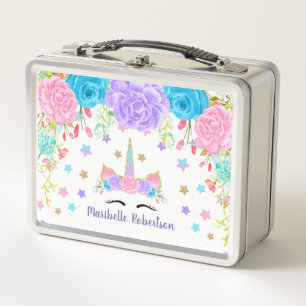 Watercolor Unicorn Personalized Custom Metal Lunch Box