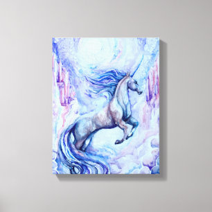 Watercolor Unicorn Print on Wrapped Canvas