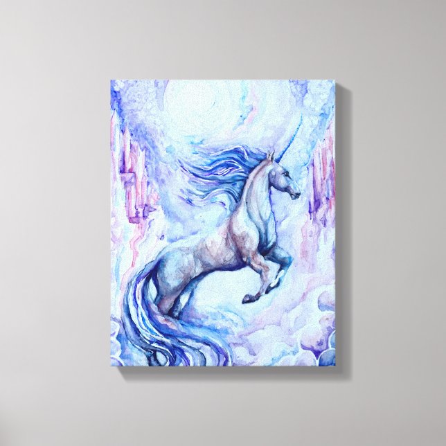 Watercolor Unicorn Print on Wrapped Canvas (Front)