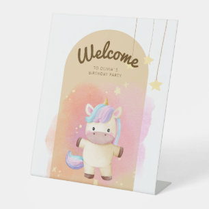 Watercolor Unicorn Rainbow Party Sign