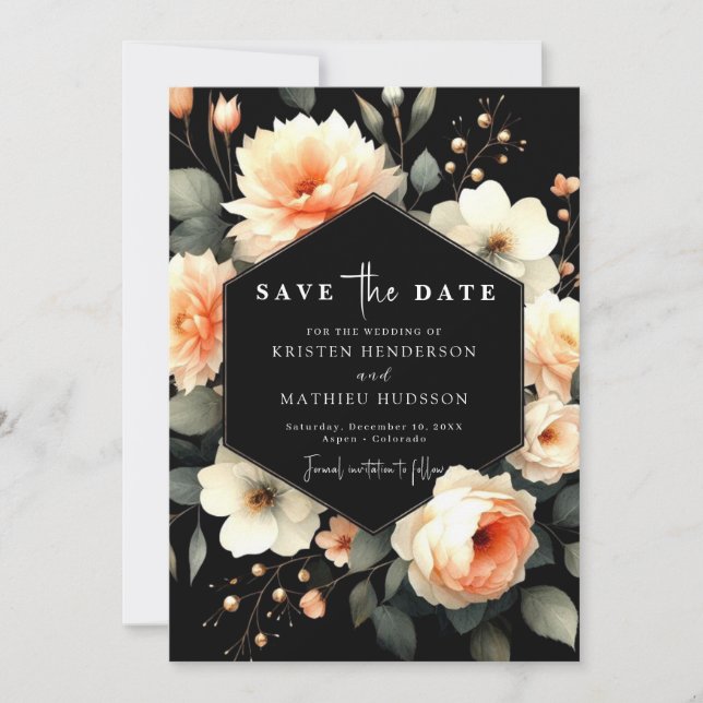  Watercolor Unique Peach Wedding Save The Date (Front)