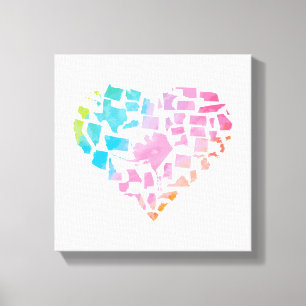 Watercolor United States Heart Canvas Print