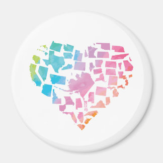 Watercolor United States Heart Magnet