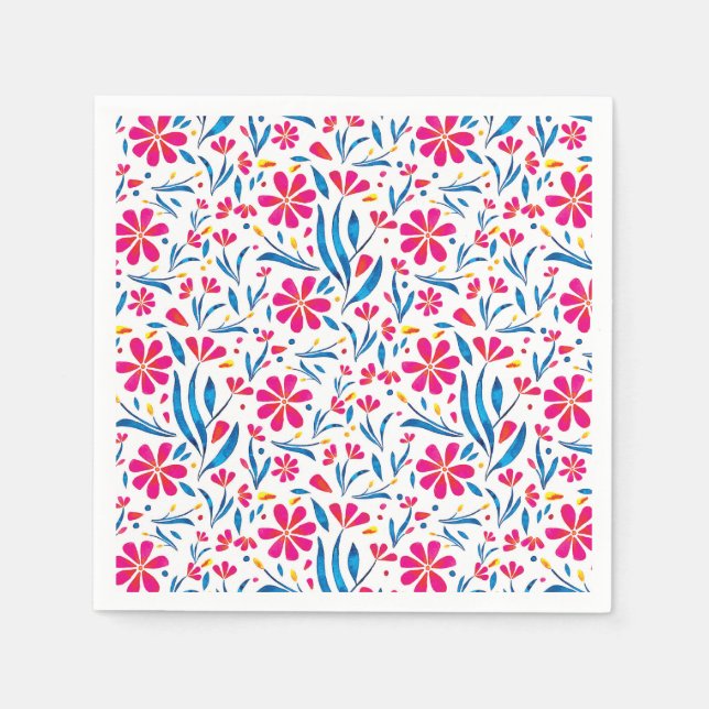 Watercolor Uplifting Floral Pattern Napkin (Front)