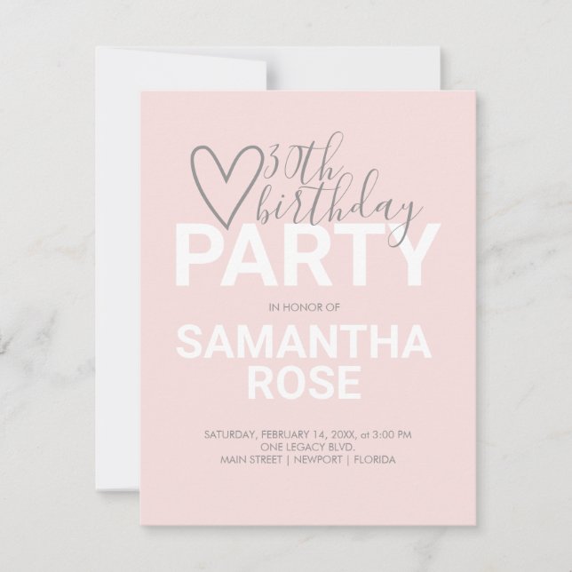 Watercolor Valentine 30th Birthday Party (Front)