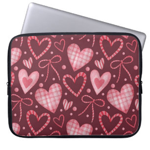 Watercolor Valentine: Burgundy Pink Laptop Sleeve