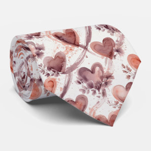 Watercolor Valentine Hearts Seamless Pattern Tie