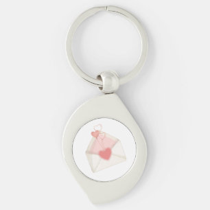 Watercolor Valentine Love Letter Envelope Keychain