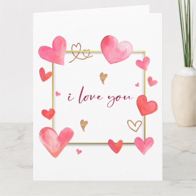 Watercolor Valentines Day Anniversary Cards (Front)