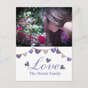 Watercolor Valentines Day Banner Heart Photo Postcard