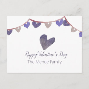 Watercolor Valentines Day Banner Heart Postcard