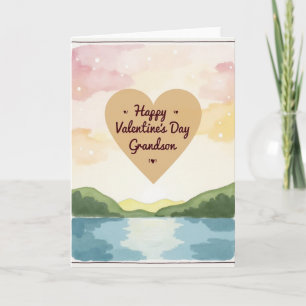 Watercolor Valentines Day Grandson Card