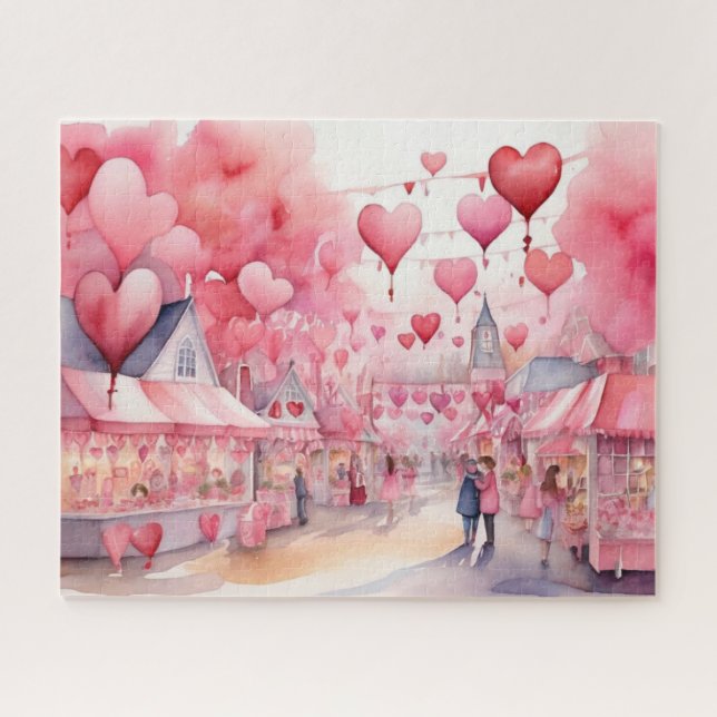 Watercolor Valentine's Day Jigsaw Puzzle (Horizontal)